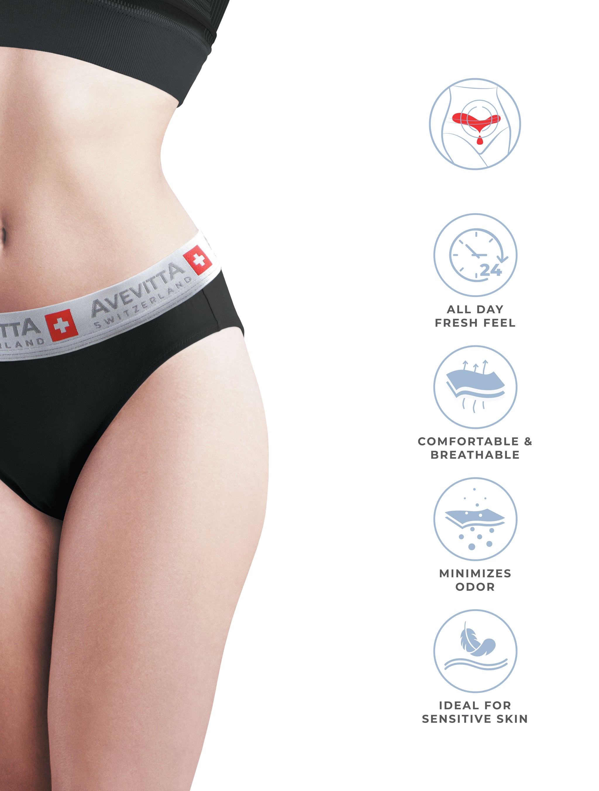 AVEVITTA BREATHABLE ANTIBACTERIAL WOMEN'S UNDERWEAR -GREY COLOR